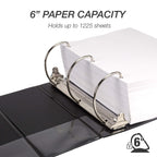 Samsill Durable 6 inch 3 Ring Binder, Locking D Ring Binder, Customizable Clear View Cover, Black, 2-Pack, Holds 1225 Pages