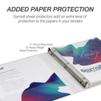 Samsill 8 Pack Durable 0.5 Inch 3 Ring Binders, Round Ring, Clear View Cover for Presentations, White