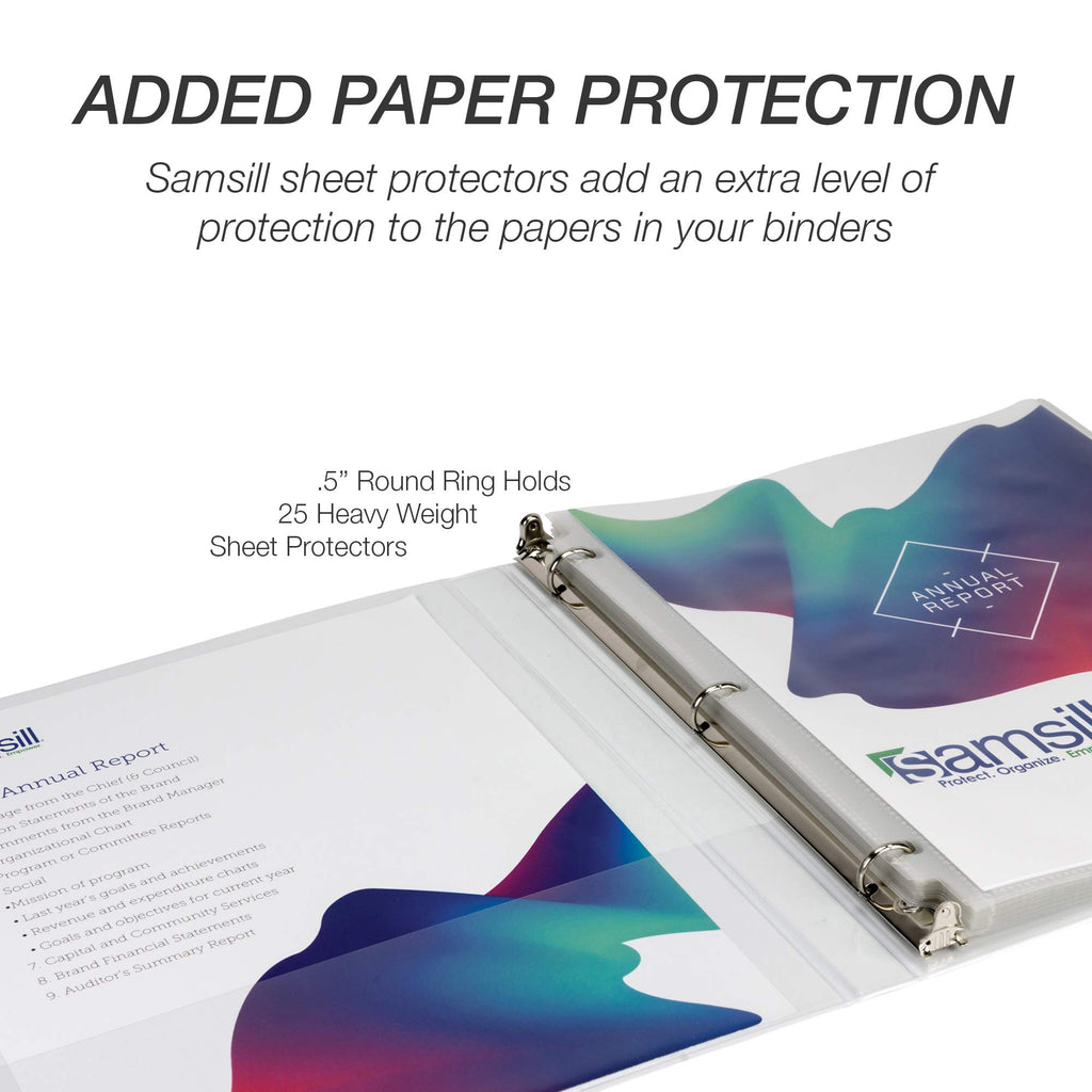 Samsill 24 Pack Durable 0.5 Inch 3 Ring Binders, Round Ring, Clear View Cover for Presentations, White
