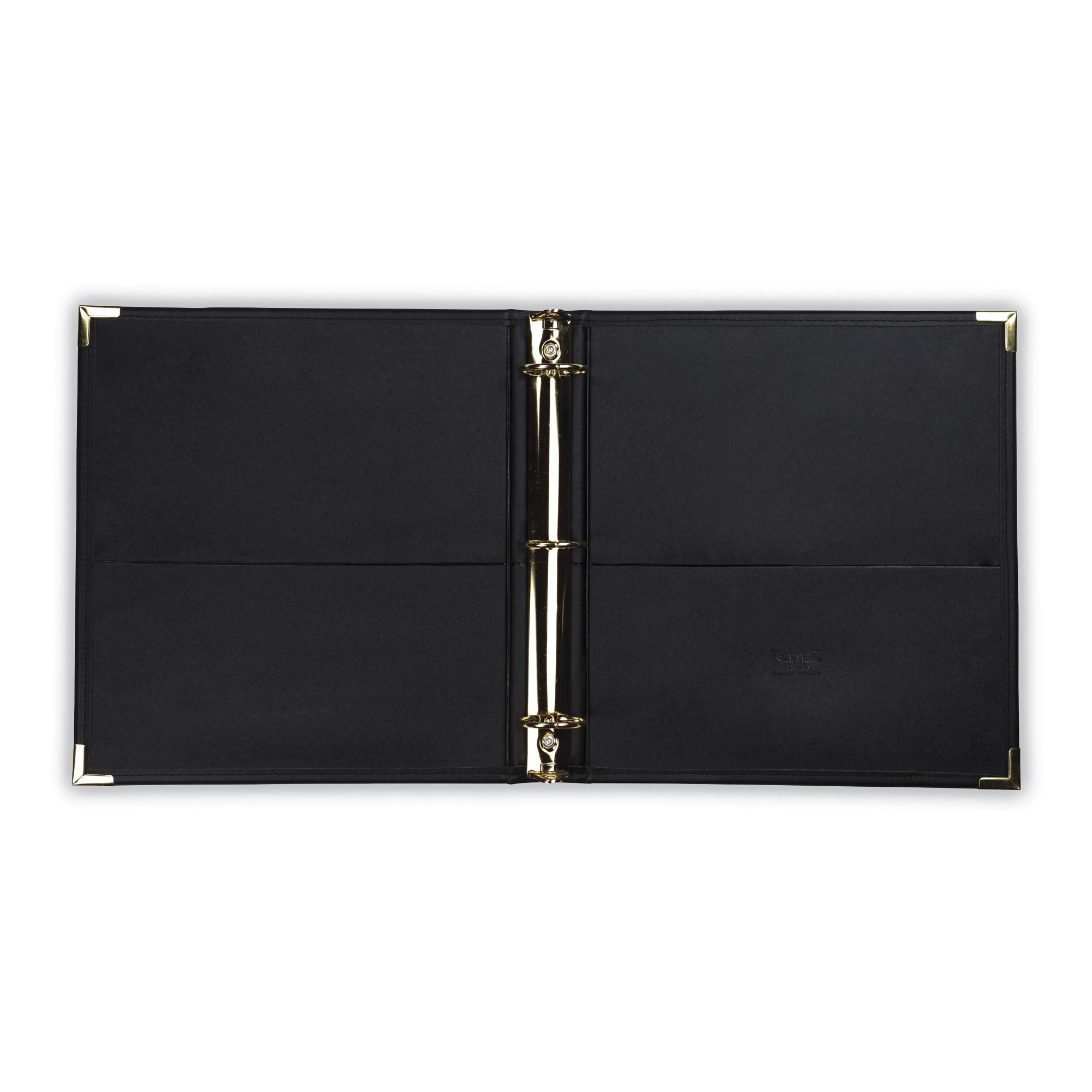Samsill Classic Collection Leather 3 Ring Binder, Executive Presentation Portfolio, 1.5 Inch (Holds 325 Sheets), Brass Round Ring, Black
