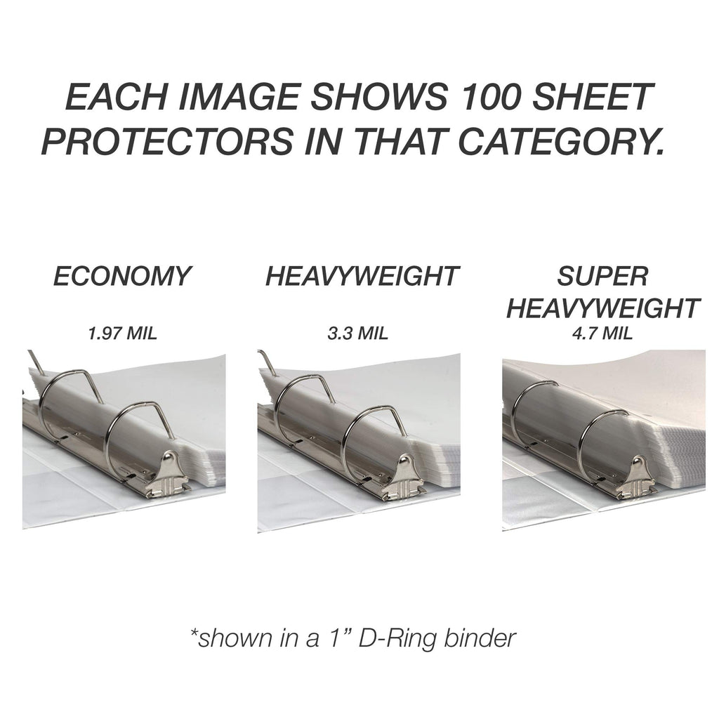 Samsill 200 Pack Sheet Protectors, 8.5x11 Inch Page Protectors for 3 Ring Binder, Standard Weight, Non-Glare Protector, Letter Size, Top Loading, Acid Free