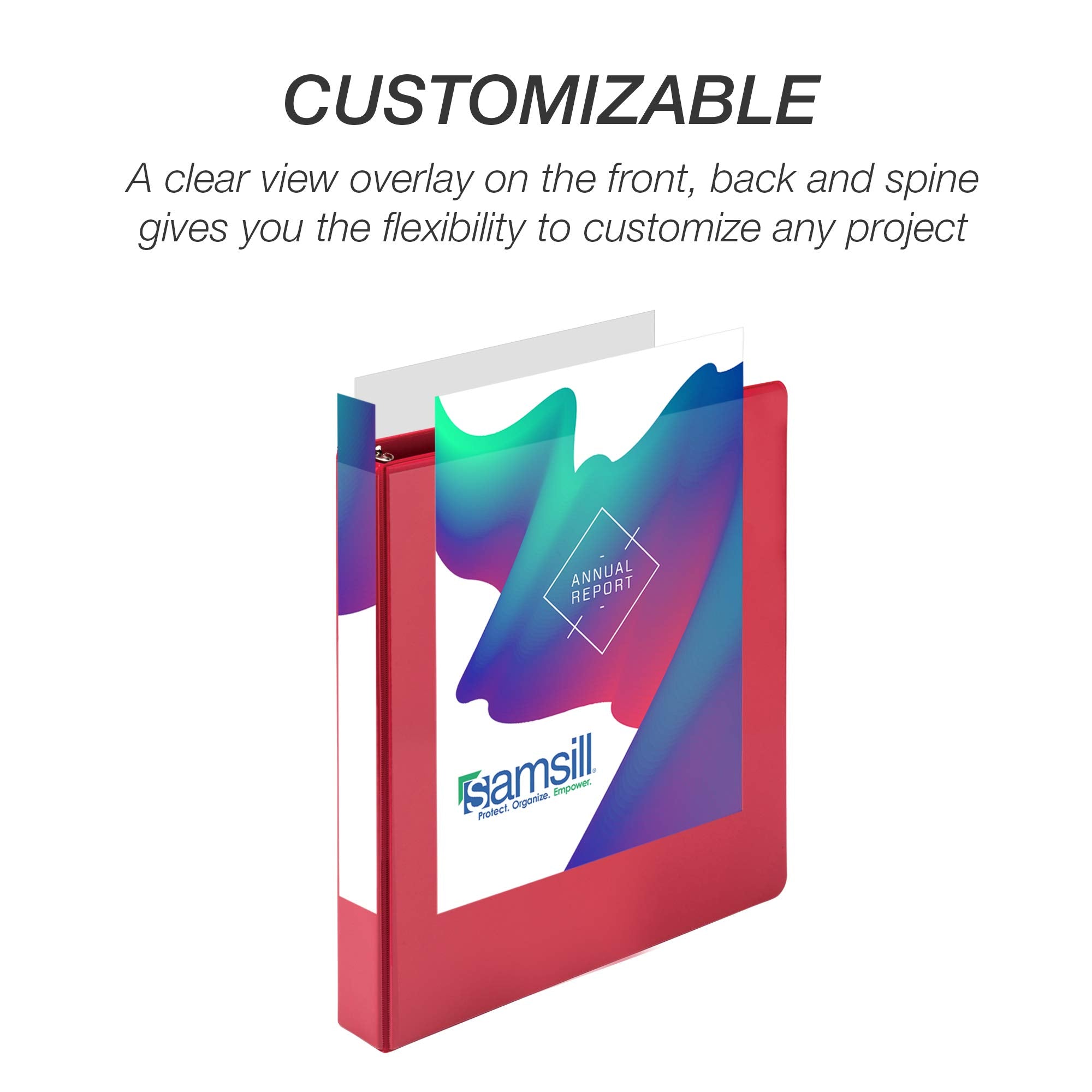 Samsill Durable 1 inch 3 Ring Binder, Made in USA, D Ring Binder, FSC 100% Recycled Chipboard, Red, 12 Pack