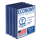 Samsill 1 Inch 3 Ring Binders, Economy Round Ring, Clear View Cover, 200 Sheet Capacity - for School, Home, Office - Blue, 4 Pack