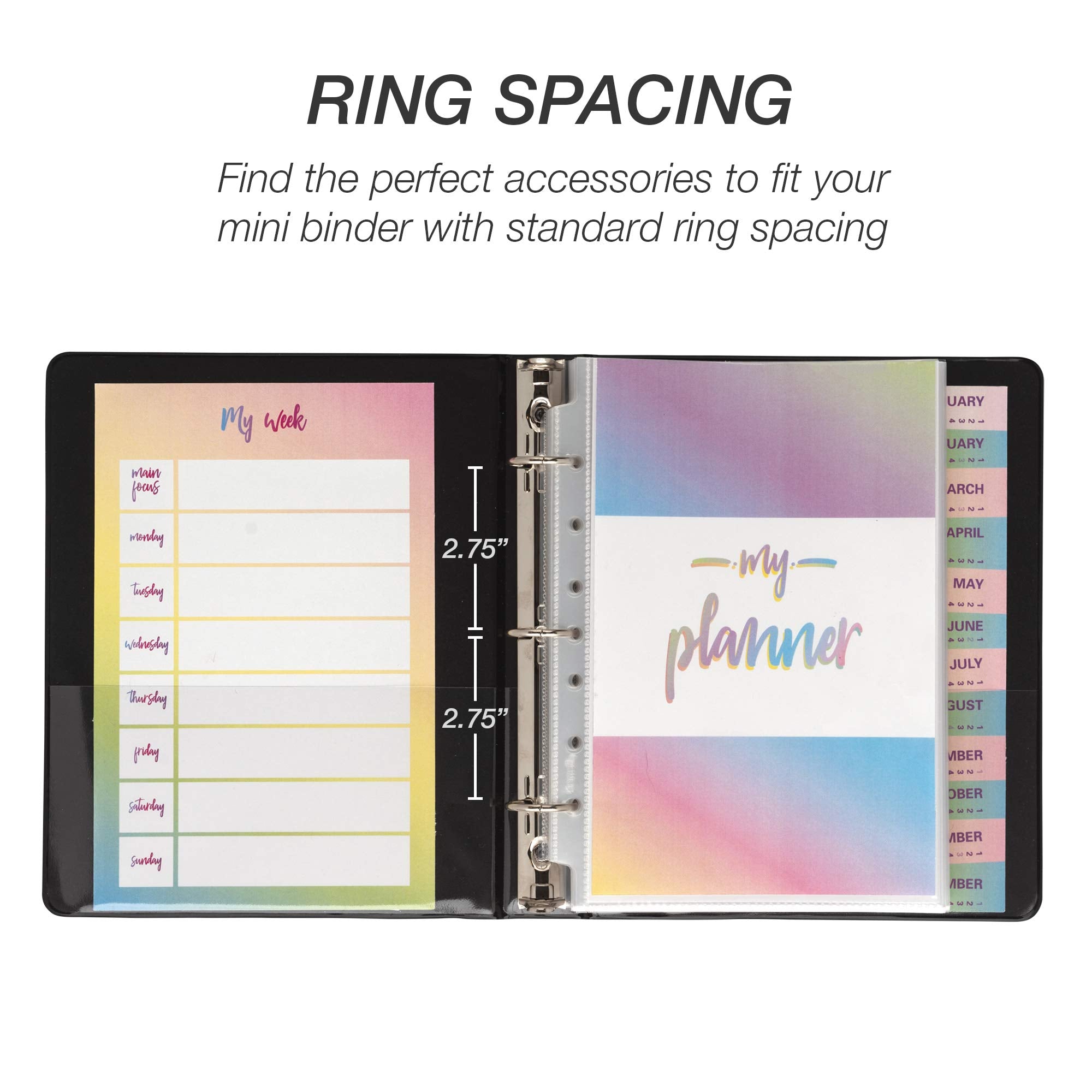 Samsill Economy 1 Inch Mini 3 Ring Binder, Round Ring Binder, Holds 5.5 x 8.5 Inch Documents, 1" Storage, 6-Pack, Black