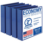 Samsill 2 Inch 3 Ring Binders, Made in USA, Economy Round Ring, Clear View Cover, 425 Sheet Capacity - for School, Home, Office - Blue, 4 Pack