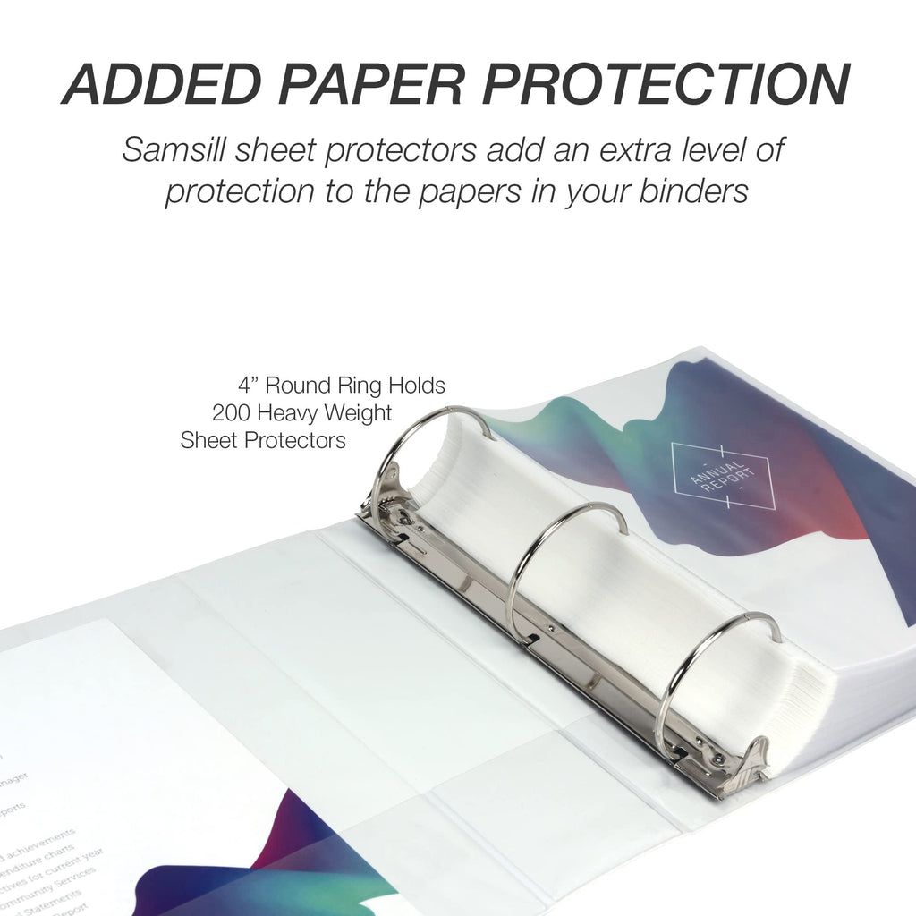 Samsill 4 Inch 3 Ring Binders, Economy Round Ring, Clear View Cover, 675 Sheet Capacity - for School, Home, Office -  White, 6 Pack