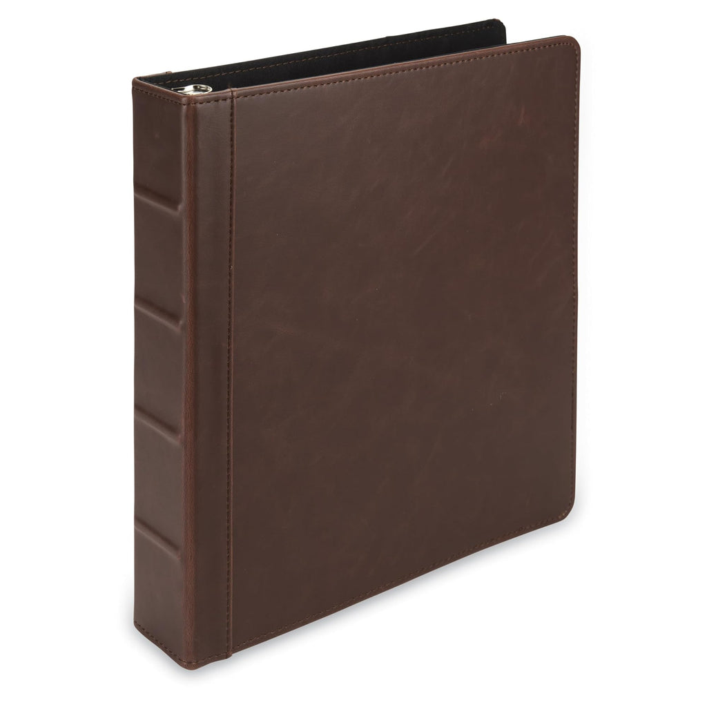 Samsill Vintage Leather Binder, 1.5 Inch Round Ring (Holds 325 Sheets), Letter Size 8.5x11 Documents, Professional Organizer Portfolio, Planner, No Zipper, Brown