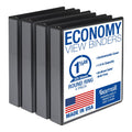 Samsill 1.5 Inch 3 Ring Binders, Economy Round Ring, Clear View Cover, 325 Sheet Capacity - for School, Home, Office - Black, 4 Pack