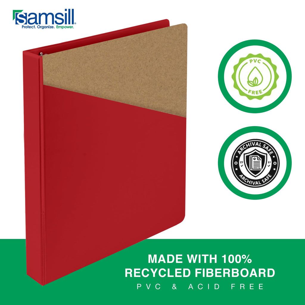 Samsill 3 Inch 3 Ring Binders, Economy Round Ring, Clear View Cover, 550 Sheet Capacity - for School, Home, Office - Red, 4 Pack