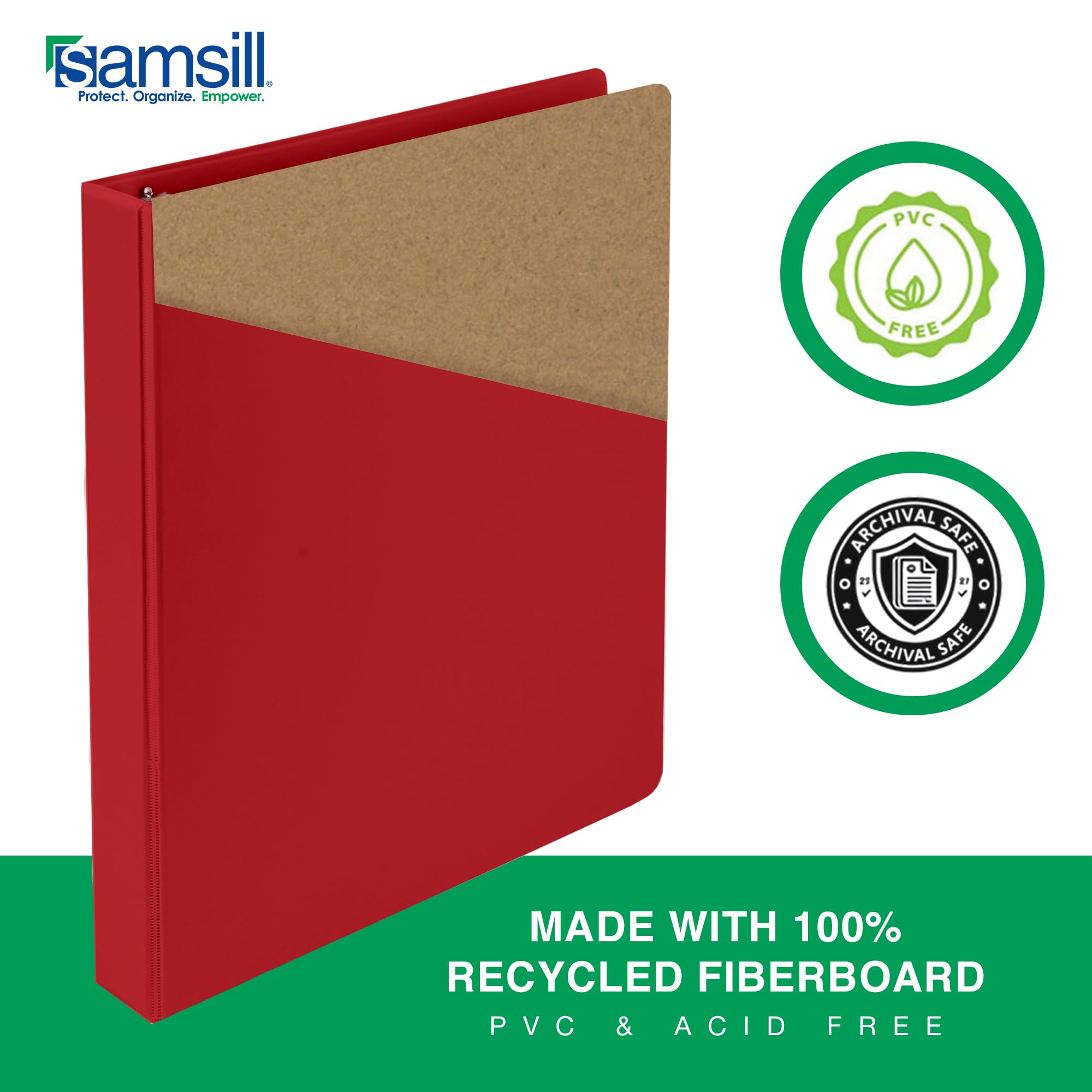 Samsill 3 Inch 3 Ring Binders, Economy Round Ring, Clear View Cover, 550 Sheet Capacity - for School, Home, Office - Red, 4 Pack