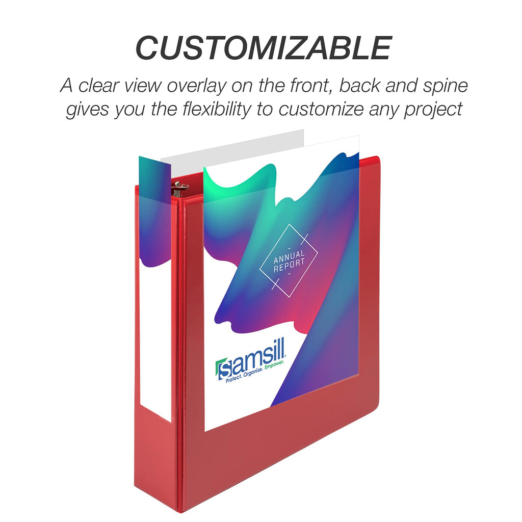 Samsill Durable 2 inch 3 Ring Binder, D Ring Binder, 100% Recycled Chipboard, Red