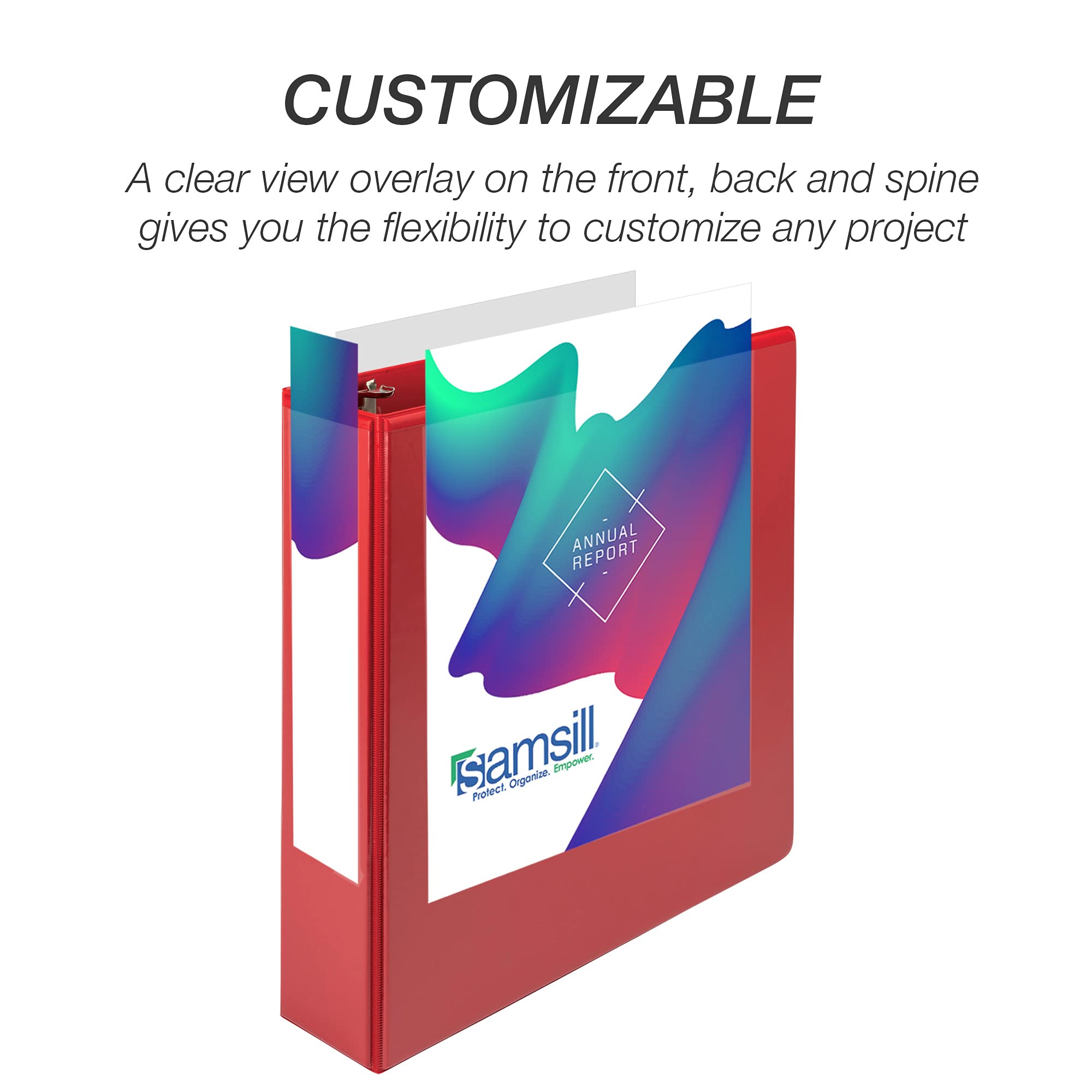 Samsill Durable 2 inch 3 Ring Binder, D Ring Binder, 100% Recycled Chipboard, Red