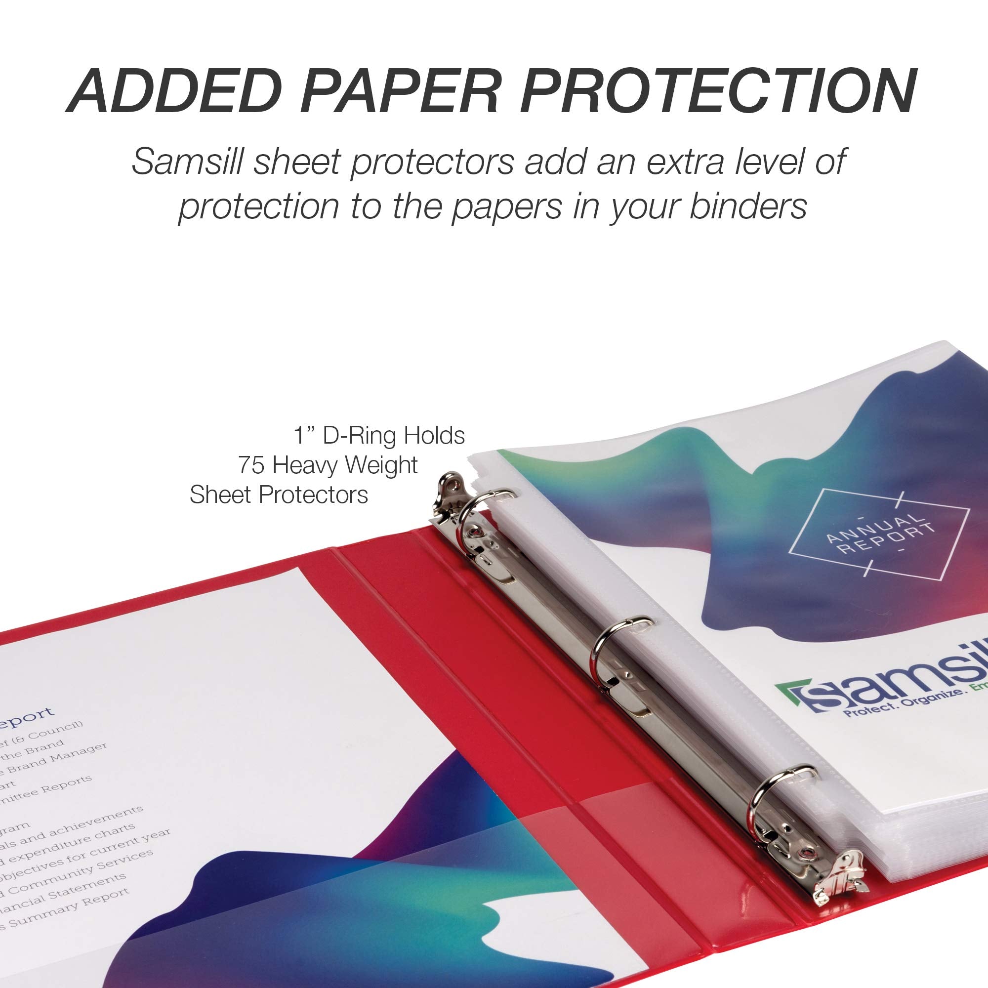 Samsill Durable 1 inch 3 Ring Binder, Made in USA, D Ring Binder, FSC 100% Recycled Chipboard, Red, 12 Pack