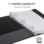 Samsill Economy 1 Inch Mini 3 Ring Binder, Round Ring Binder, Holds 5.5 x 8.5 Inch Documents, 1" Storage, 6-Pack, Black