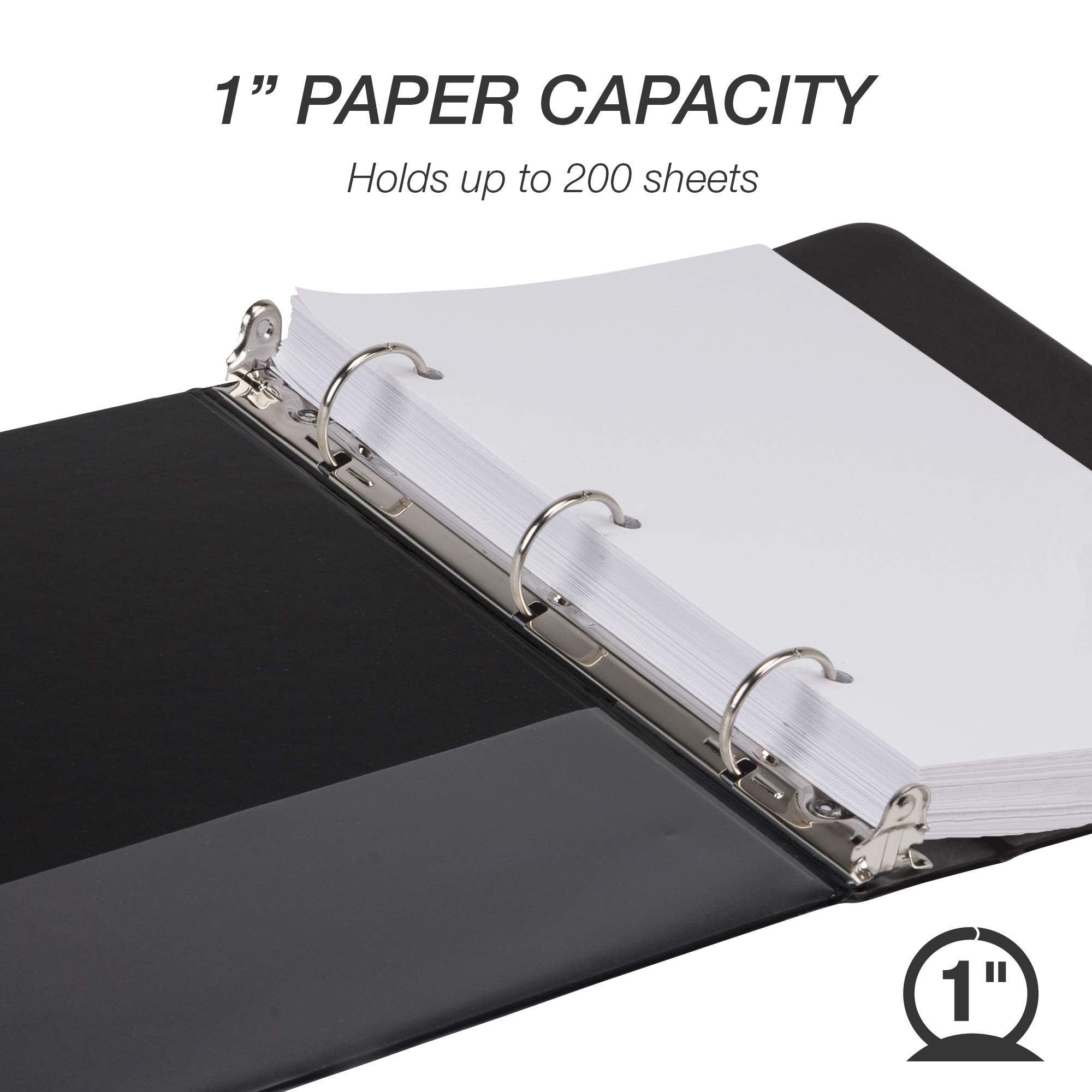 Samsill Economy 1 Inch Mini 3 Ring Binder, Round Ring Binder, Holds 5.5 x 8.5 Inch Documents, 1" Storage, 6-Pack, Black