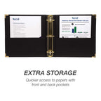 Samsill Classic Collection Executive Presentation 3 Ring Binder/Portfolio Binder, 2 Inch Binder, Brass Round Ring (Holds 425 Sheets), Black