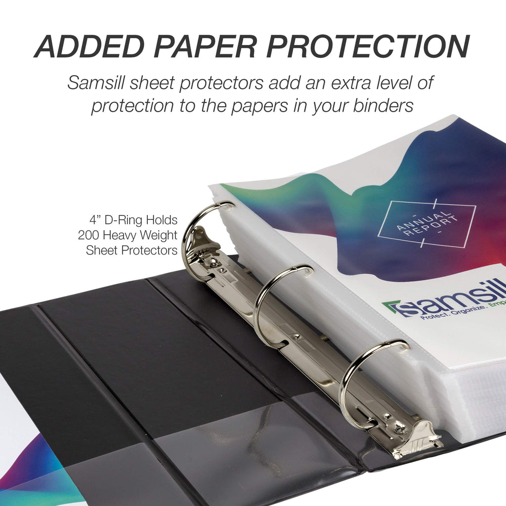 Samsill Durable 4 inch 3 Ring Binder, Made in USA, D Ring Binder,100% Recycled Chipboard, Black, 6 Pack