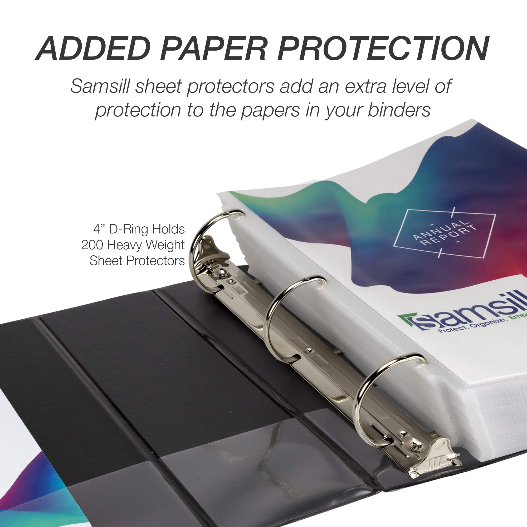 Samsill Durable 4 inch 3 Ring Binder, Made in USA, D Ring Binder,100% Recycled Chipboard, Black, 6 Pack