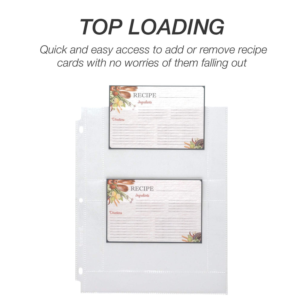 Samsill Recipe Card Page Protectors for 8.5 x 11 Recipe Binder, 4 x 6 Pockets, 2 Pockets, 50 Count, Recipe Book Pocket Page Refill Sheets, Side Margin Loading, for 8.5 x 11 Standard 3 Ring Binders