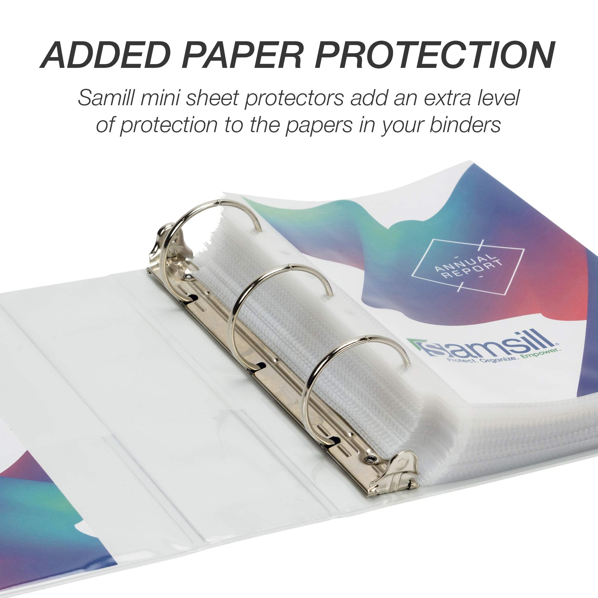 Samsill Durable 2 Inch Mini 3 Ring Binder, Round Ring Binder, Holds 5.5 x 8.5 Inch Documents, Customizable Cover, 2" Mini View Binder, White, Single