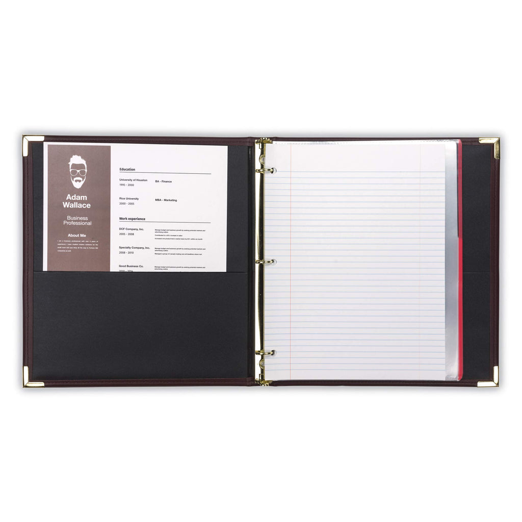 Samsill Classic Collection Leather 3 Ring Binder, Executive Presentation Portfolio, 0.5 Inch (Holds 100 Sheets), Brass Round Ring, Burgundy