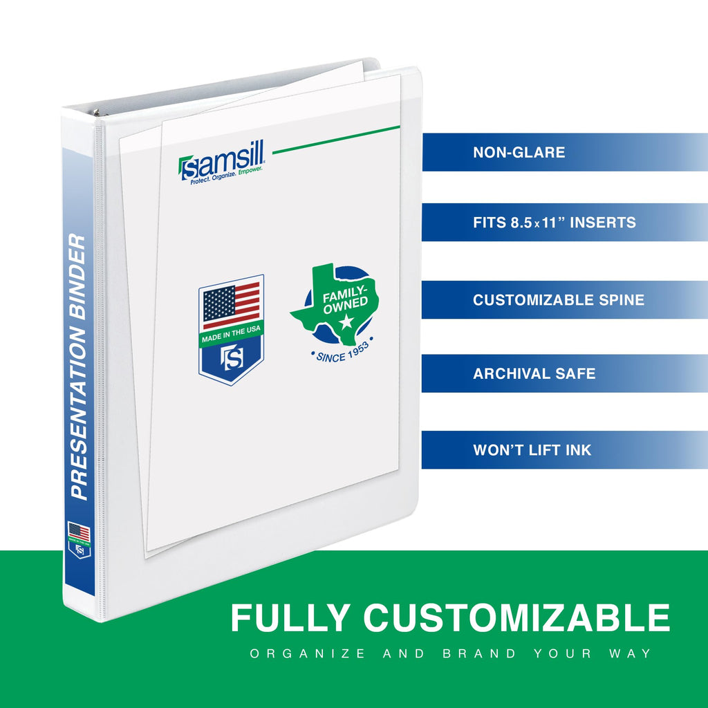 Samsill 1.5 Inch 3 Ring Binders, Made in USA, Economy Round Ring, Clear View Cover, 325 Sheet Capacity - for School, Home, Office - White, 4 Pack