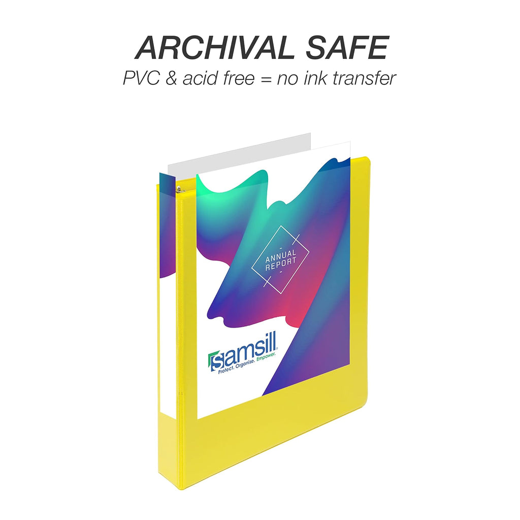 Samsill Durable 1 inch 3 Ring Binder, Made in USA, D Ring Binder, 100% Recycled Chipboard, Yellow, 12 Pack