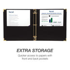 Samsill Classic Collection Leather 3 Ring Binder, Executive Presentation Portfolio, 1.5 Inch (Holds 325 Sheets), Brass Round Ring, Black
