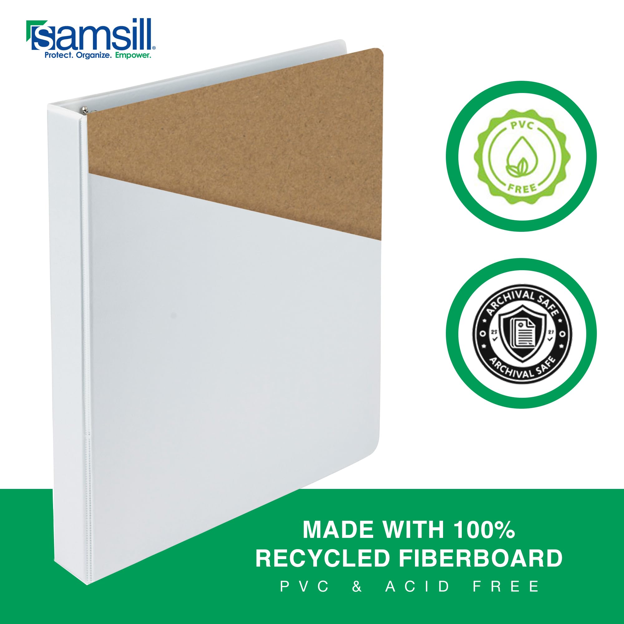 Samsill 0.5 Inch 3 Ring Binders, Economy Round Ring, Clear View Cover, 100 Sheet Capacity - for School, Home, Office - White, 24 Pack