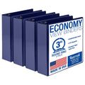 Samsill 3 Inch 3 Ring Binders, Economy Round Ring, Clear View Cover, 550 Sheet Capacity - for School, Home, Office - Blue, 4 Pack