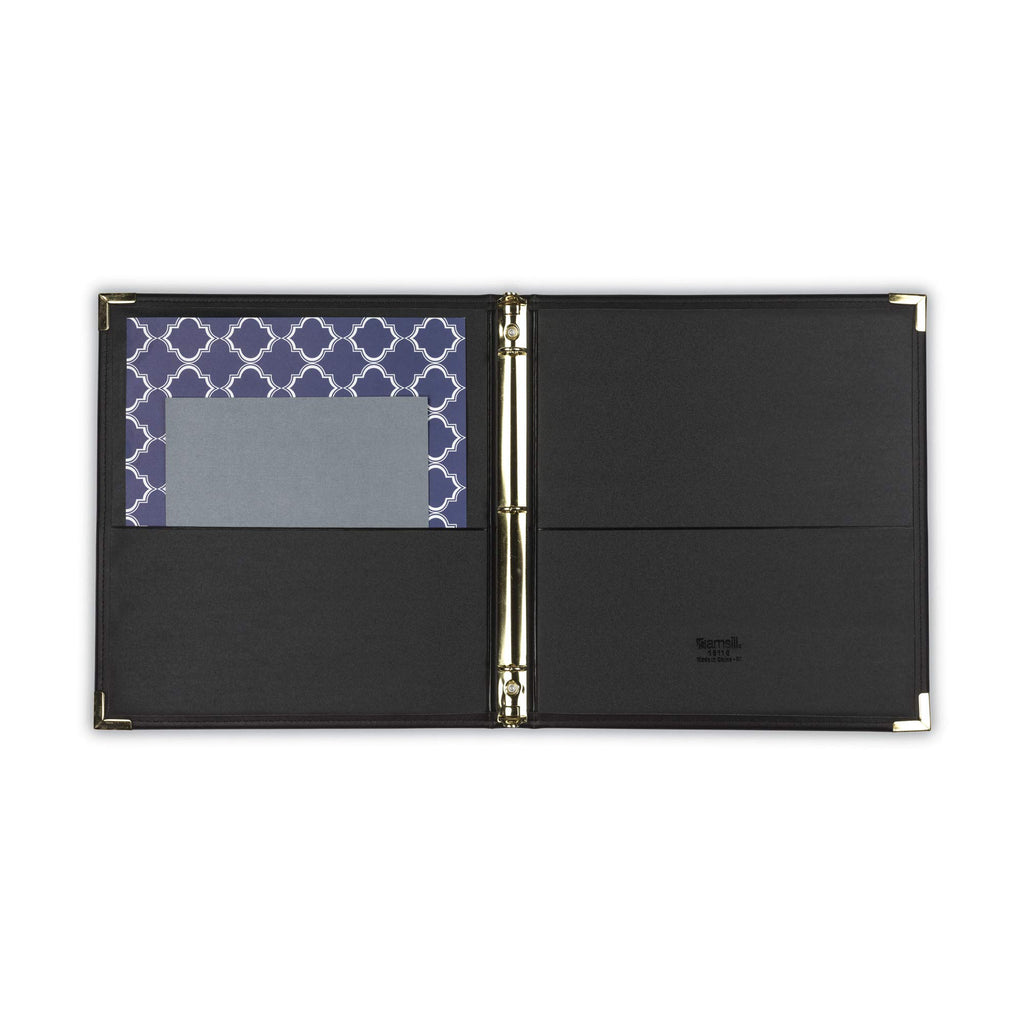 Samsill Classic Collection Leather 3 Ring Binder, Executive Presentation Portfolio, 0.5 Inch (Holds 100 Sheets), Brass Round Ring, Black