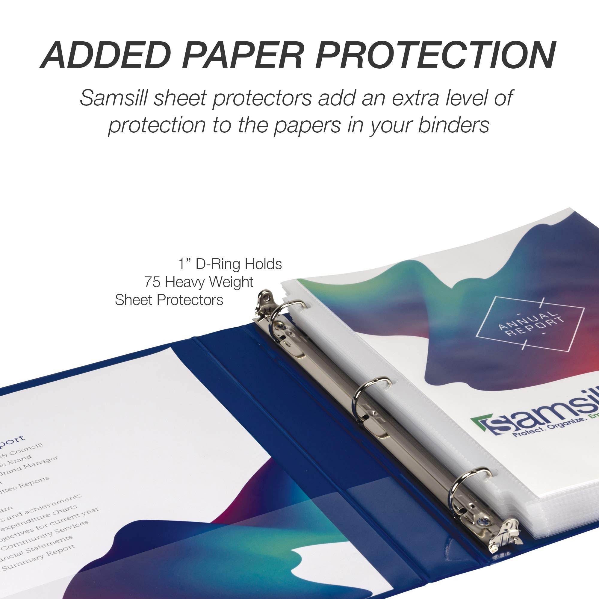 Samsill Durable 1 inch 3 Ring Binder, Made in USA, D Ring Binder, 100% Recycled Chipboard, Blue, 12 Pack