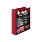 Samsill Durable 3 inch 3 Ring Binder, D Ring Binder, 100% Recycled Chipboard, Red