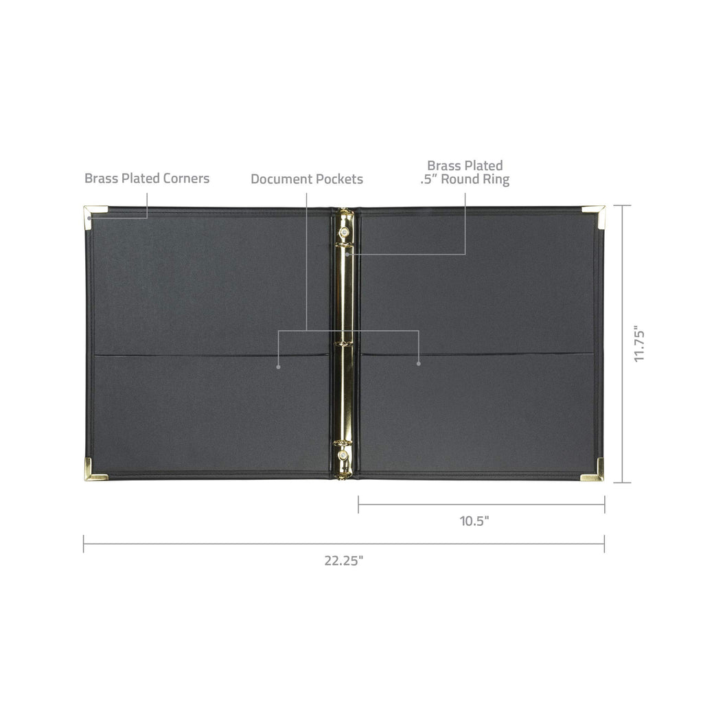 Samsill Classic Collection Leather 3 Ring Binder, Executive Presentation Portfolio, 0.5 Inch (Holds 100 Sheets), Brass Round Ring, Black