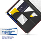 Samsill Classic Collection Business Portfolio - Executive Padfolio for Resume & Document Organizer - 8.5 by 11-Inch Legal Pad, Faux Leather with Brass Corners (Burgundy)