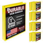 Samsill Durable 1 inch 3 Ring Binder, Made in USA, D Ring Binder, 100% Recycled Chipboard, Yellow, 12 Pack