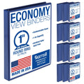 Samsill 1 Inch 3 Ring Binders, Economy Round Ring, Clear View Cover, 200 Sheet Capacity - for School, Home, Office - Blue, 12 Pack