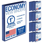 Samsill 1 Inch 3 Ring Binders, Economy Round Ring, Clear View Cover, 200 Sheet Capacity - for School, Home, Office - Blue, 12 Pack