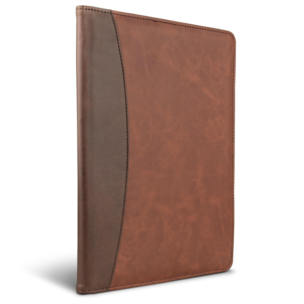 Samsill Two-Tone Padfolio Portfolio Folder, Professional Resume and Document Organizer with 8.5 x 11 Writing Pad, Business Card Pockets and Pen Holder, Faux Leather, Brown/Dark Brown