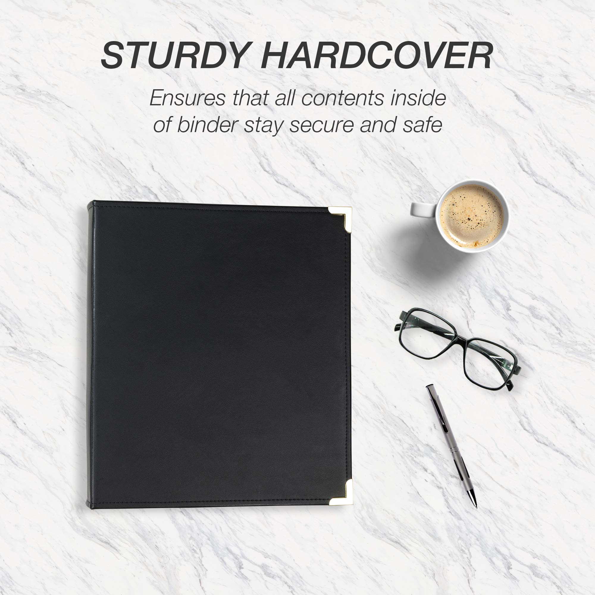 Samsill Classic Collection Leather 3 Ring Binder, Executive Presentation Portfolio, 1.5 Inch (Holds 325 Sheets), Brass Round Ring, Black
