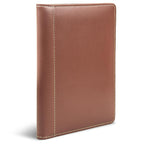 Samsill Contrast Stitch Faux-Leather Portfolio, Mini Size Business Interview Professional Padfolio, Includes 5 x 8 Inch Writing Pad, Brown