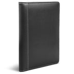 Samsill Contrast Stitch Faux-Leather Portfolio, Mini Size Business Interview Professional Padfolio, Includes 5 x 8 Inch Writing Pad, Black