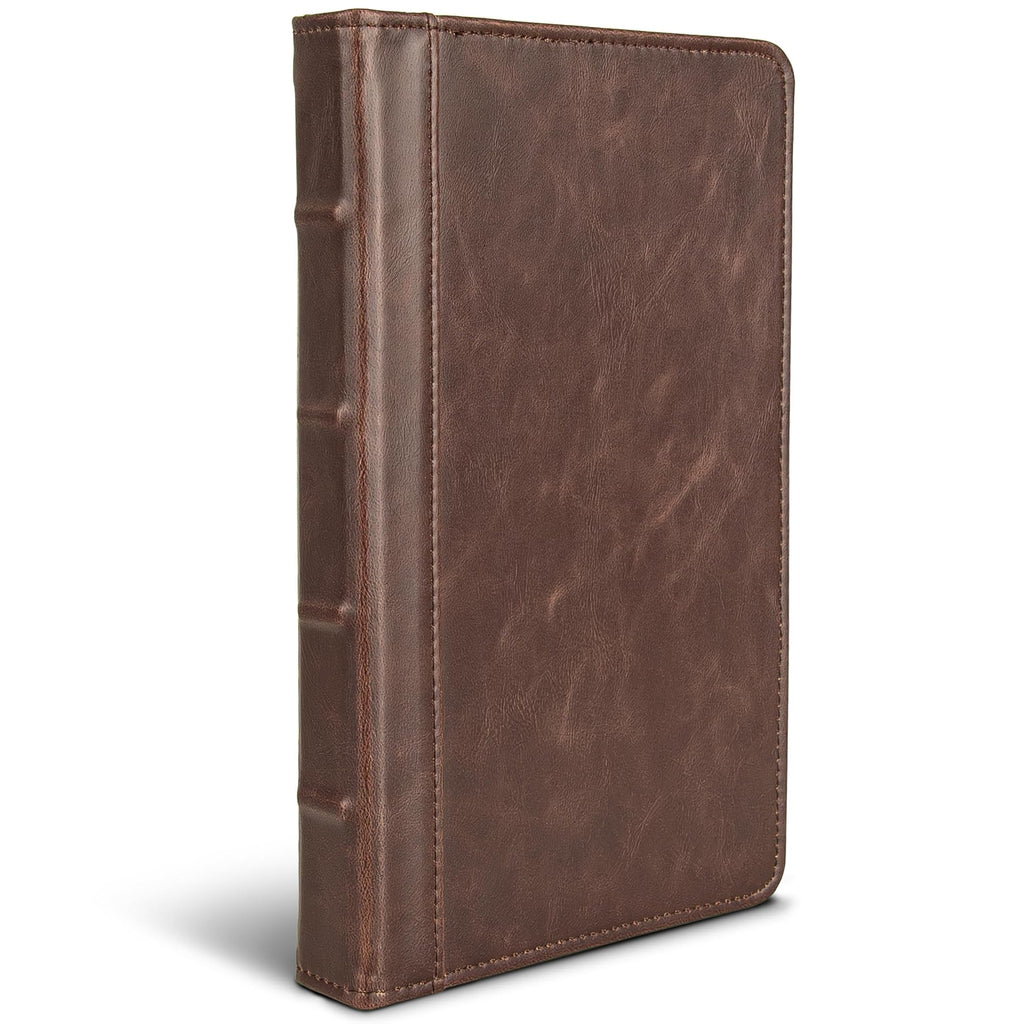 Samsill Small  Vintage Portfolio / Zipper Faux Leather Portfolio, Book Style Hardback Design, Business & Interview Padfolio Organizer, Holds 5 x 8 Writing Pad, Dark Brown