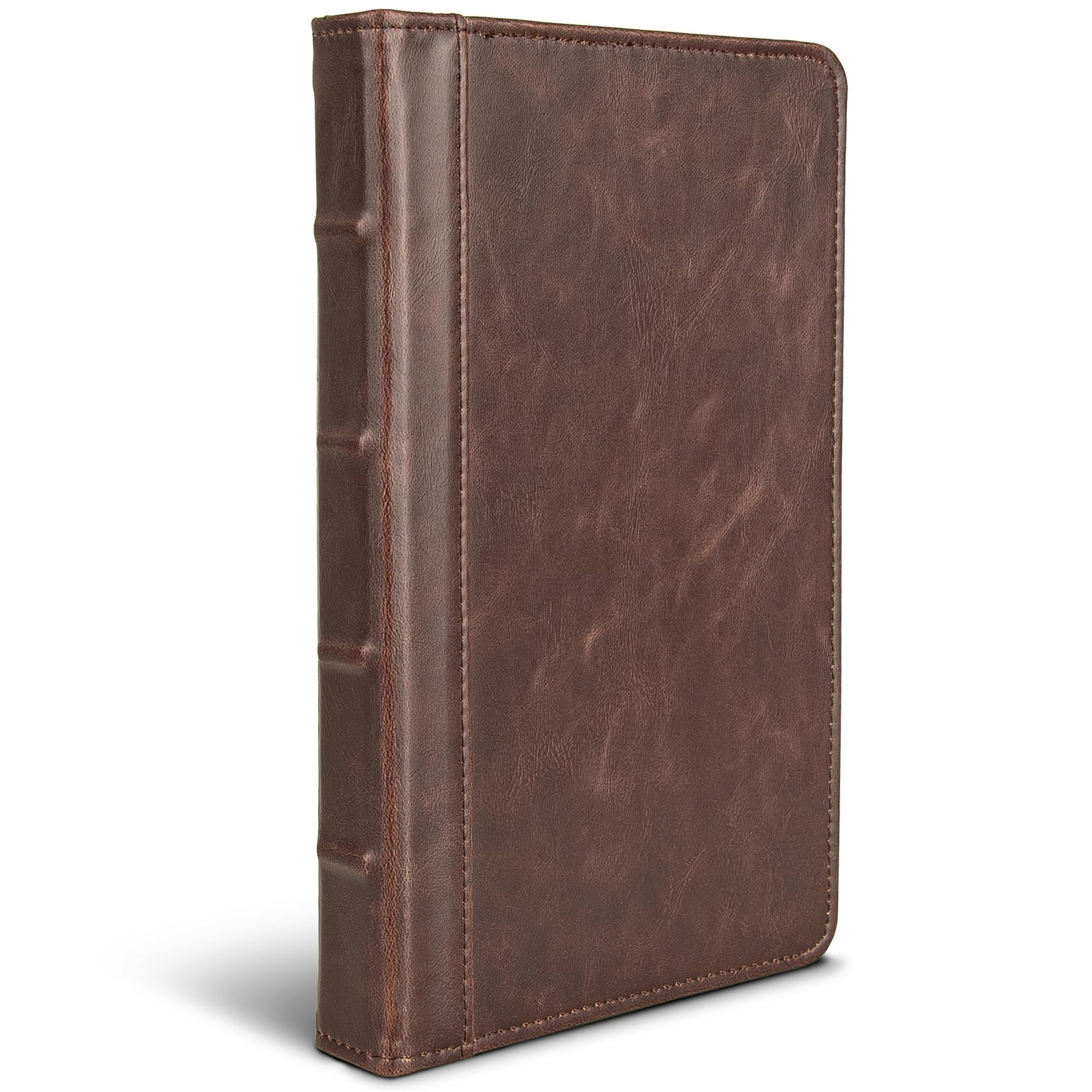 Samsill Small  Vintage Portfolio / Zipper Faux Leather Portfolio, Book Style Hardback Design, Business & Interview Padfolio Organizer, Holds 5 x 8 Writing Pad, Dark Brown