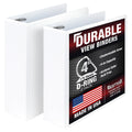 Samsill Durable 4 inch 3 Ring Binder, D Ring Binder, 100% Recycled Chipboard, White, 2 Pack