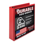 Samsill Durable 2 inch 3 Ring Binder, D Ring Binder, 100% Recycled Chipboard, Red