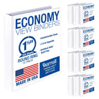 Samsill 1.5 Inch 3 Ring Binders, Made in USA, Economy Round Ring, Clear View Cover, 325 Sheet Capacity - for School, Home, Office - White, 12 Pack