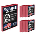Samsill 8 Pack Durable 0.5 Inch 3 Ring Binders, Round Ring, Clear View Cover for Presentations, Red
