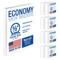 Samsill 0.5 Inch 3 Ring Binder, Made in USA, Economy Round Ring, Clear View Cover, 100 Sheet Capacity - for School, Home, Office -  White, 12 Pack