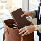 Samsill Small  Vintage Portfolio / Zipper Faux Leather Portfolio, Book Style Hardback Design, Business & Interview Padfolio Organizer, Holds 5 x 8 Writing Pad, Dark Brown